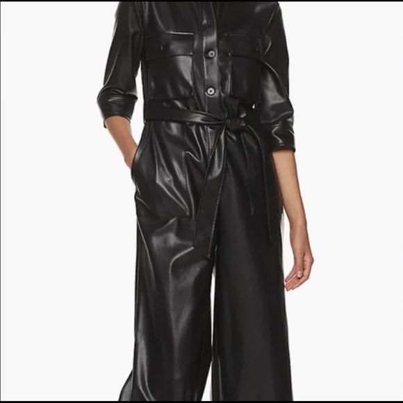 COPY - NWOT Cara Santana Apt. 9 Faux Leather Jumpsuit sz M - Picture 2 of 9